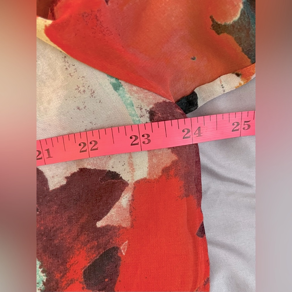 CALVIN KLEIN Women's Vibrant Watercolor Tie-Front Pullover Blouse. Size: XL - Picture 9 of 10